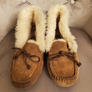 UGG Australia Alena Women's Suede MOC Toe Slippers - Chestnut, Size 6